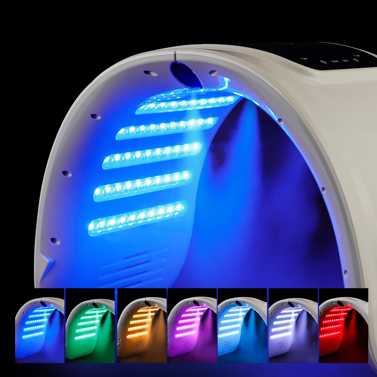 LED Beauty Machine with Nano Spray, Foldable Design, Seven-Color Reference, 100 LEDs and Touch Controls in US, EU, UK or AU Plug Options for Cosmetic Care