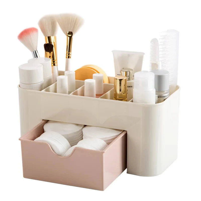 Drawer-Style Nail Storage Box, Plastic Desktop Manicure Organizer with Nine Numbered Selections for Compatible Cotton Swabs, Nail Files and Small Tools