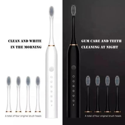 X3 Sonic Electric Toothbrush for Adults, USB Rechargeable Six-Mode Oral Care Brush with Two-Minute Brushing Cycle and 30-Second Zone Reminders