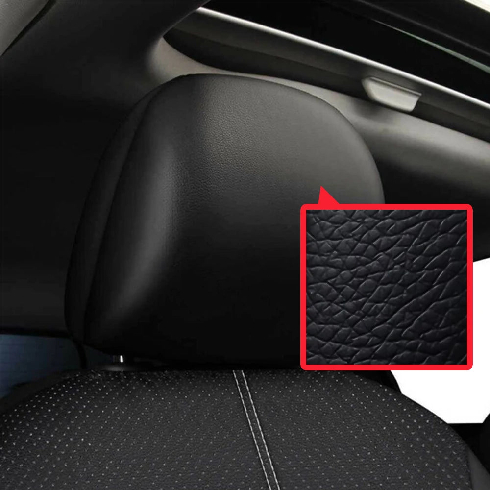 PU Leather Car Seat Cover Set, Nine-Piece Layout with Five Headrest Covers, Two Front Seat Covers and Separate Rear Bench Pieces for Compatible Interiors