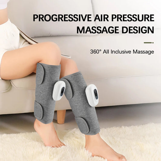 Airbag Calf Massage Wrap with Rechargeable 1800mAh Battery, Single or Two-Piece Options and Three Mode-Level Combinations for Home Relaxation