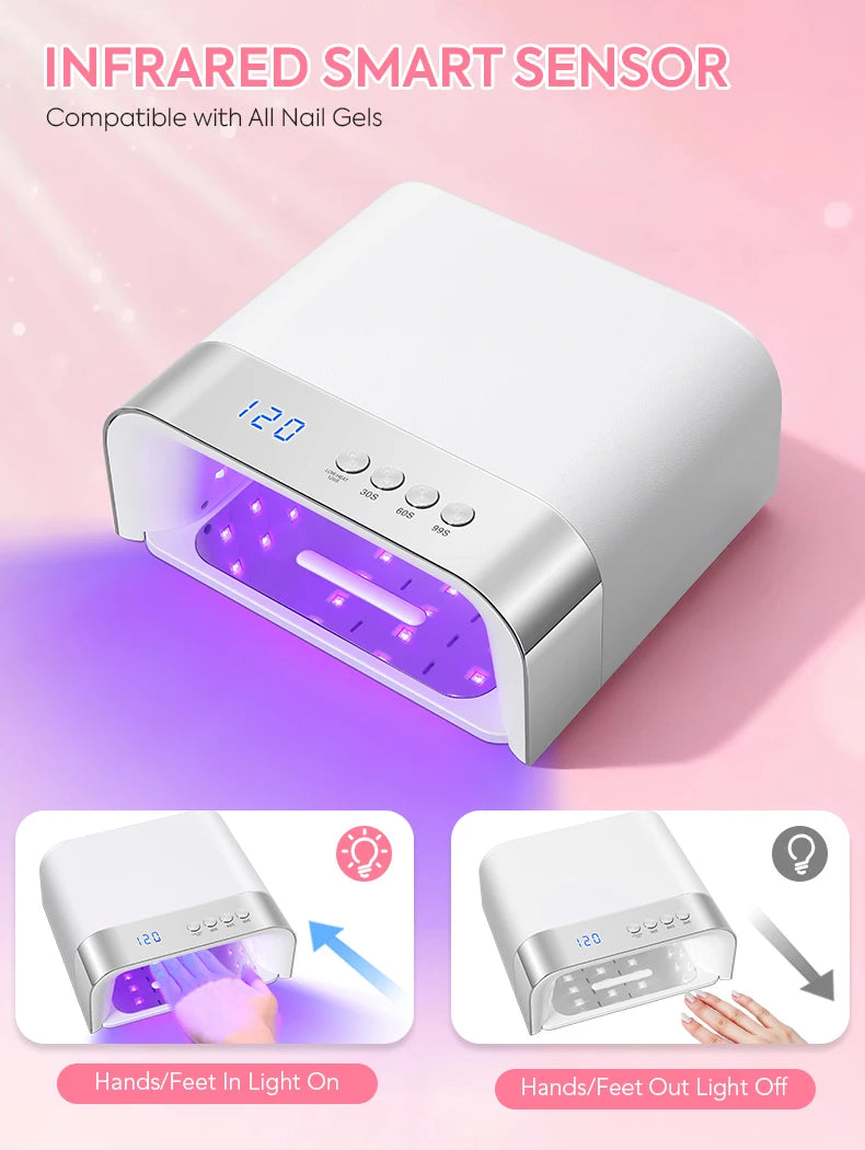UV LED Nail Lamp Z38 with 36 Listed LEDs, Four Timer Settings and Infrared Auto Sensor, Magnetic Removable Base and White, Diamond or Red Options