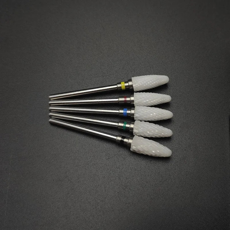 TC-SJ Ceramic Nail Drill Bit, Single Zirconia Milling Accessory with 2.35mm Shank and Bag Packaging for Compatible Professional Electric Manicure Tools