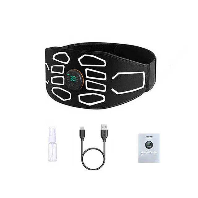 Abdominal Toning Belt with 10 Modes and 30 Intensity Levels, Type-C Charging Abs Trainer Set with Controller, Manual and Spray Bottle for Adult Home Fitness