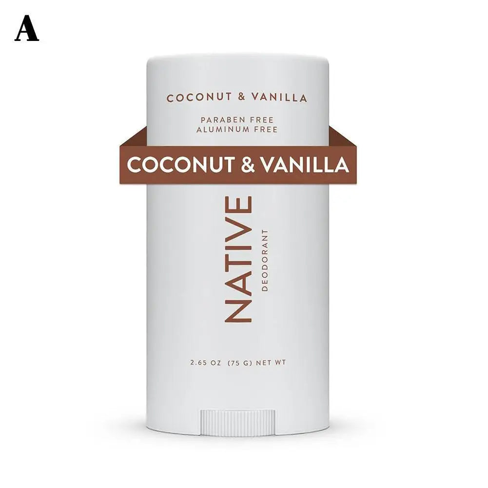Body Deodorant Stick with Listed 75g Net Content and Twist-Up Solid Format, A to E Scent Option Labels for a Label-Guided Everyday Personal Care Routine