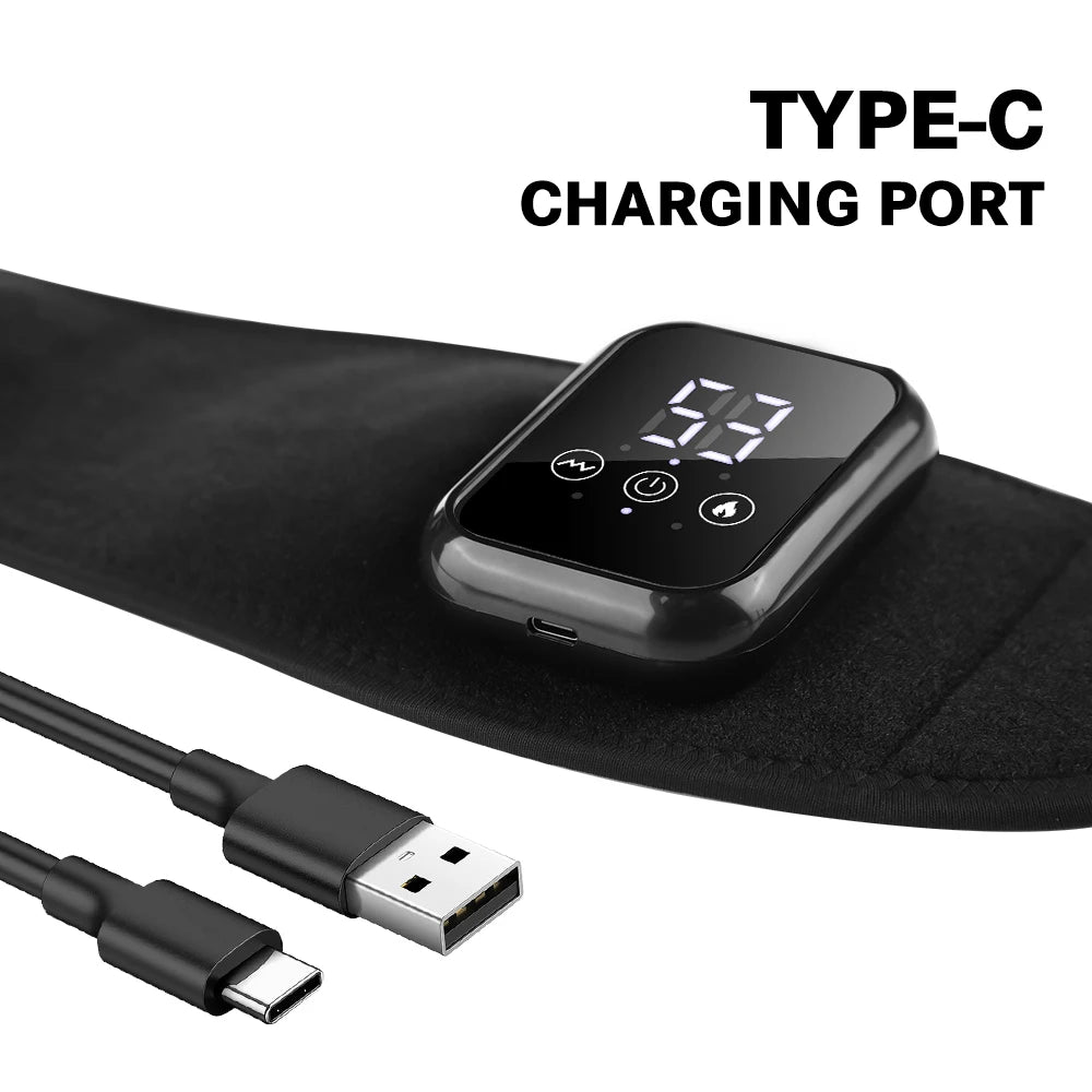 Rechargeable Wrist Heating Pad CL-3999 with Three Heat Settings, Three Vibration Modes and 15-Minute Auto Shutoff, Black Adjustable USB-C Massage Wrap