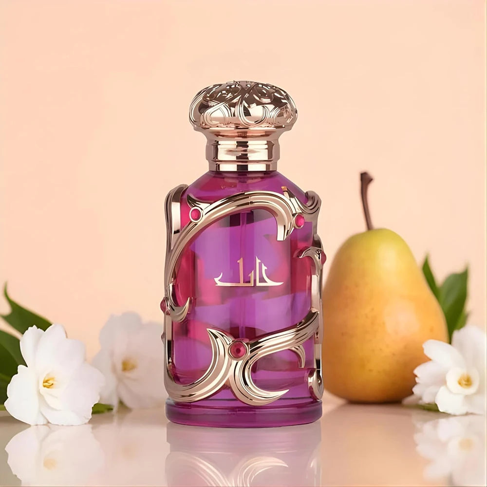 Women's Pear Jasmine Perfume with Listed 100ml Eau de Parfum Spray, Bergamot and Amber Musk Notes, Rose Red Option and Decorative Rose Gold Bottle for Gifts