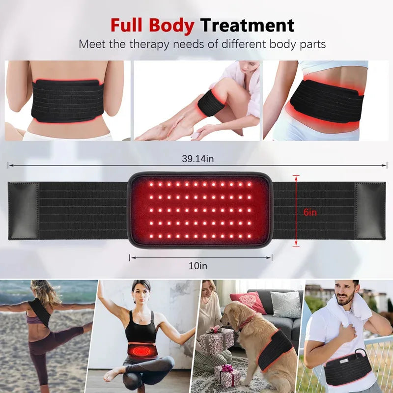 Red Light Wrap Belt with Listed 660nm and 850nm LEDs, Adjustable Elastic Band, Wired Timer Controller and Detachable Pad for Adult Personal Care