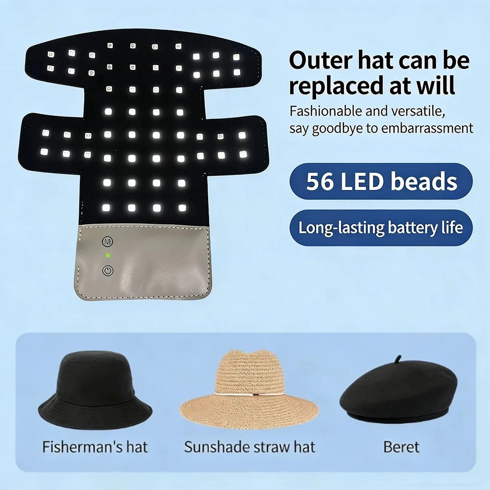 56-LED Scalp Light Cap with Four Listed Red, Blue and Near-Infrared Modes, 20-Minute Auto Shut-Off and Separate Light Pad Options for Adult Personal Care