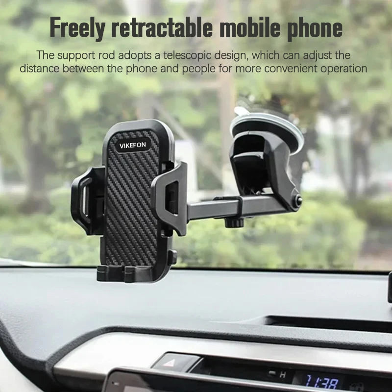 Suction Cup Car Phone Mount for Compatible Dashboard or Windshield Placement, Adjustable Smartphone Holder with Separate Air Vent Style Option