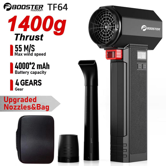 Cordless Car Dryer Air Blower TF64 with Listed 64mm Brushless Motor, Four Speed Settings and 3000mAh or 4000mAh Option Labels for Vehicle and Outdoor Cleanup