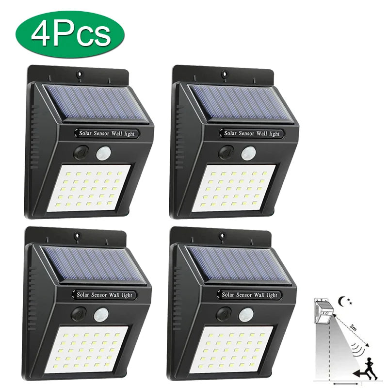 Outdoor Solar Wall Light Options for Garden Fences, Courtyards and Exterior Walls, with Listed 6-LED Non-Sensor and 30-LED PIR Motion Sensor Designs