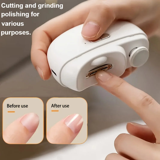 Electric Nail Care Tool Options with Clipper, Polisher and Shaping References, White, Pink or Purple Selections for Adult At-Home Manicure Routines