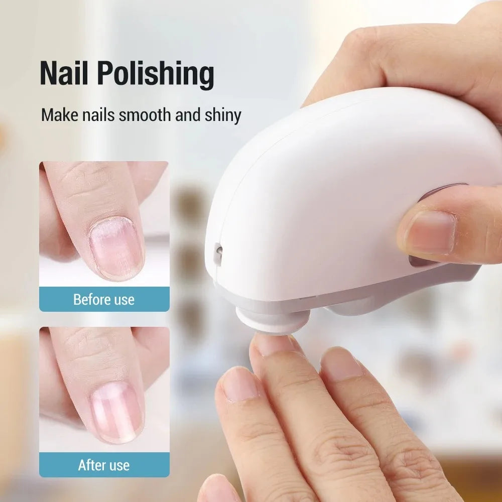 Two-Speed Electric Nail Clipper and Polisher with Auxiliary Light, Type-C Charging and Debris Compartment, White or Purple for Home Nail Care