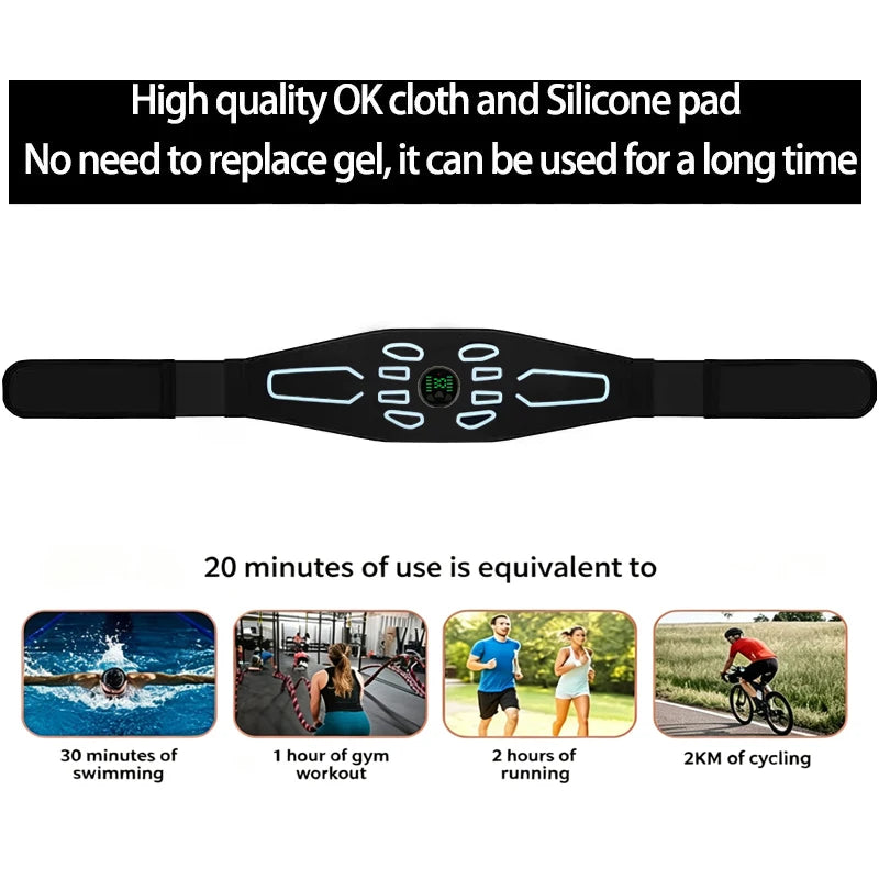 Abdominal Toning Belt with 10 Modes and 30 Intensity Levels, Type-C Charging Abs Trainer Set with Controller, Manual and Spray Bottle for Adult Home Fitness