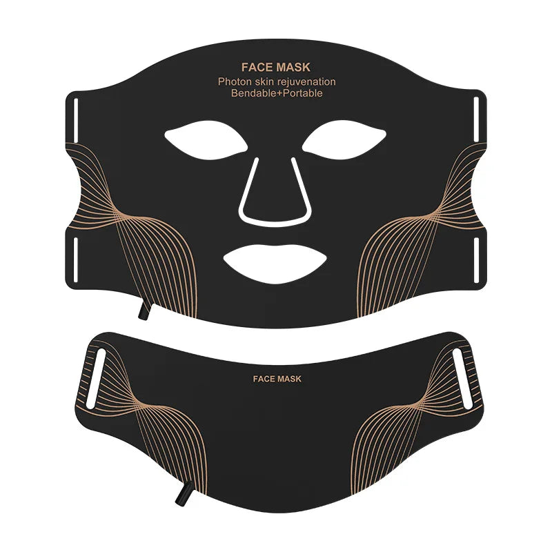 Cordless LED Face Mask with Seven Listed Color Modes, Rechargeable Beauty Device in Mask-Only or Type 1-4 Set Options with Box and No-Box Packaging Choices