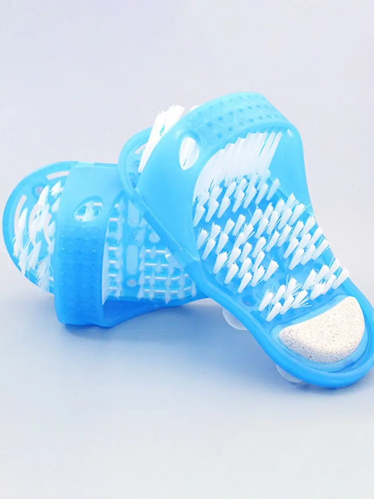 Shower Foot Scrubber Slipper with Suction Cup Base and Detachable Pumice Stone, Blue Foot Washing Brush in 1 or 2 Piece Options for Home Care