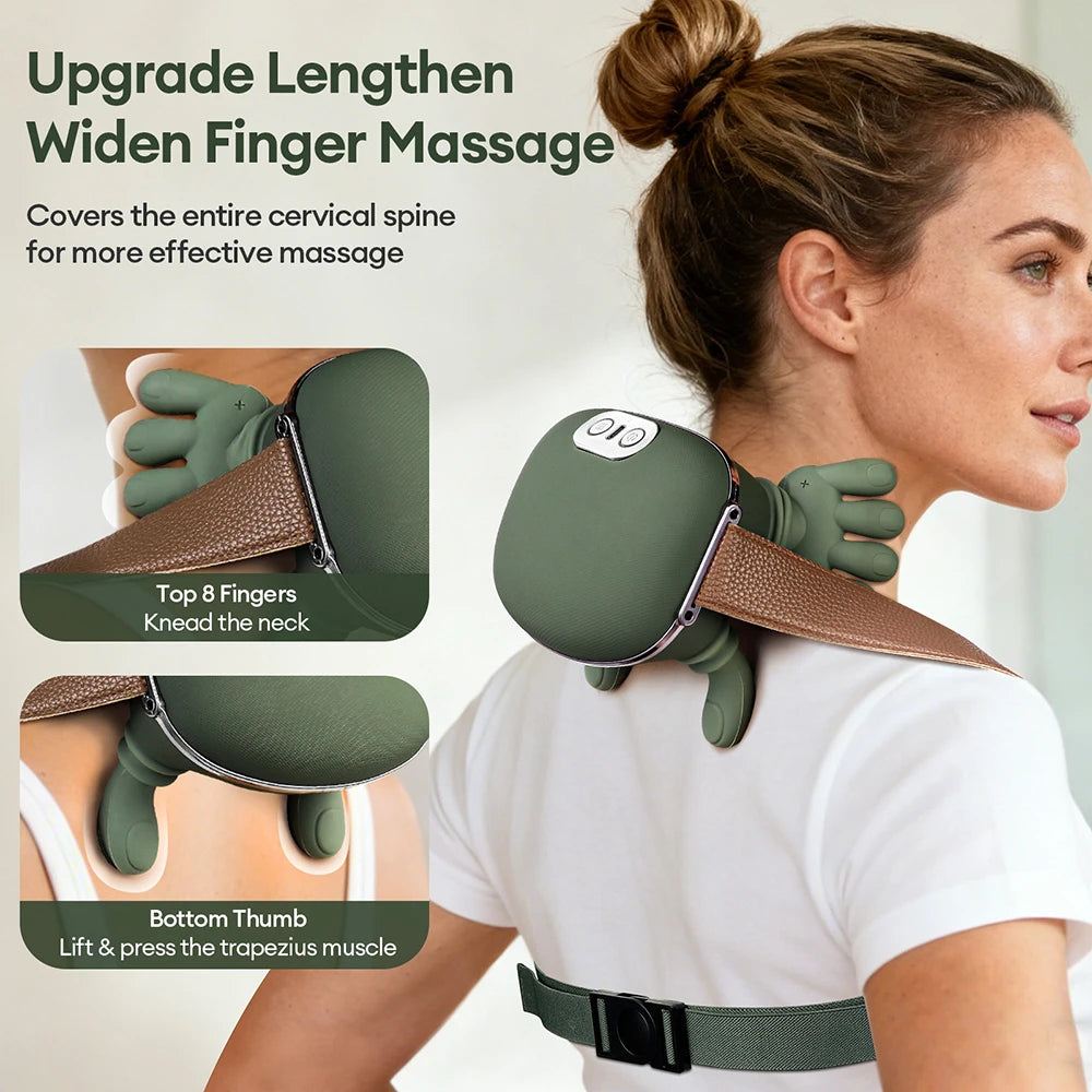 Cordless Neck and Shoulder Massager with 4D Finger-Style Kneading, 3 Intensity Levels, 2000mAh Battery and 10-Minute Timer for Home Relaxation
