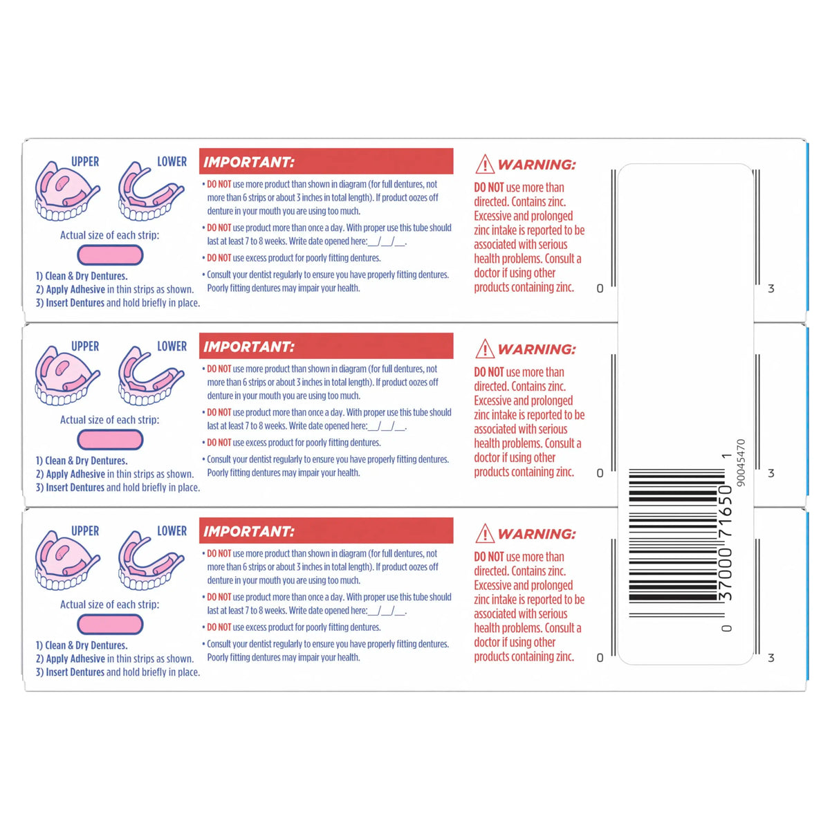 Thermoplastic Denture Adhesive with Listed Zinc-Free Formula and Cushioning Wording, Single-Piece and Promotional Pack Options for Adult Denture Care
