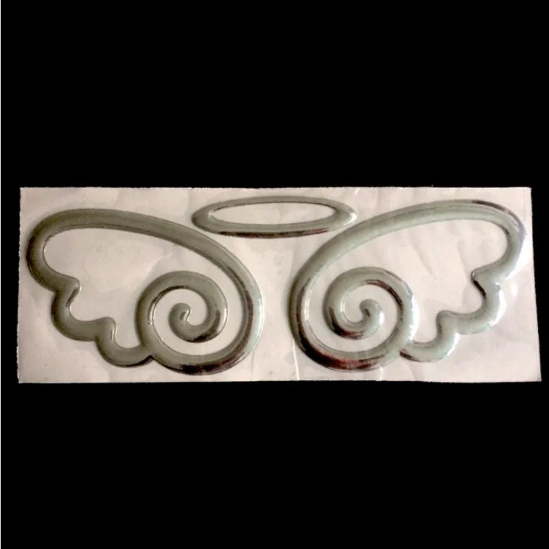 3D Angel Wings Car Decoration, Single PVC Exterior Styling Label in Red, Yellow or Silver for Compatible Vehicle Fuel Door Areas