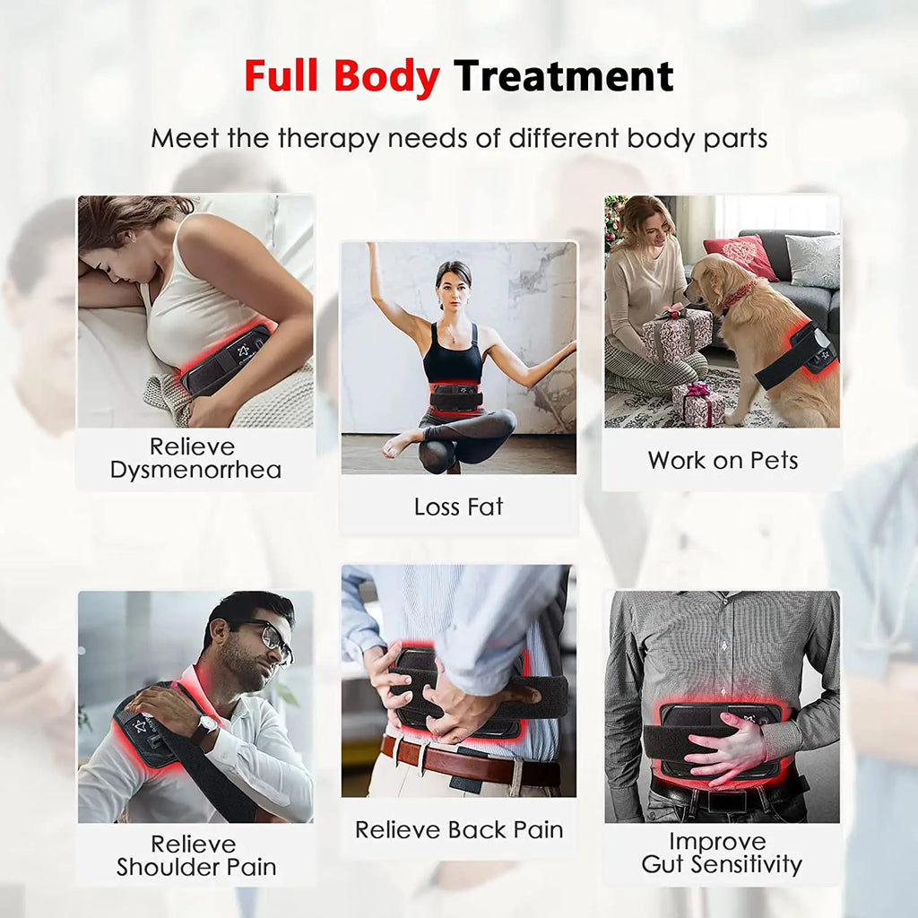 Red Light Wrap Belt with Listed 660nm and 850nm LEDs, Adjustable Elastic Band, Wired Timer Controller and Detachable Pad for Adult Personal Care