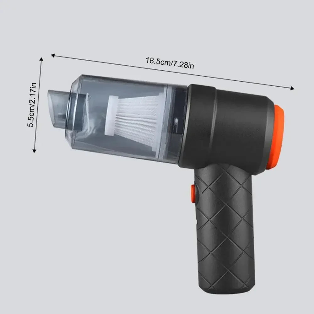 Black Mini Cordless Car Vacuum Cleaner with USB Charging, Listed 1200mAh Battery and 9000Pa Suction Reference for Vehicle Interior and Household Spot Cleaning