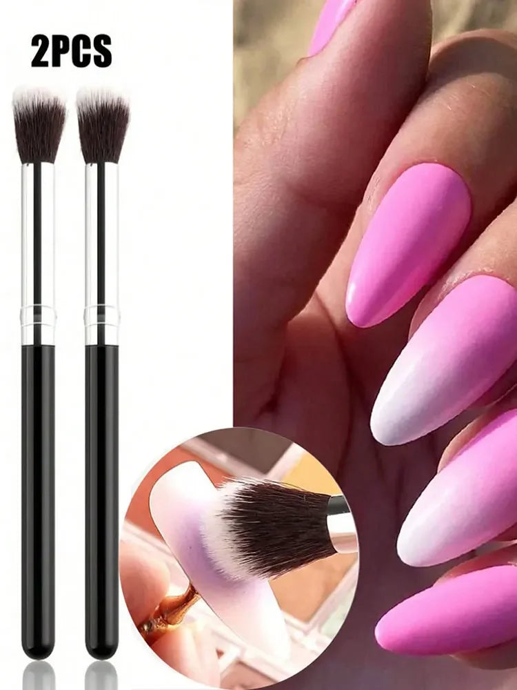 Ombre Gradient Nail Brush Set with Two Pieces, Wooden Handles and Listed 16cm Length, Purple Bristle Reference for UV Gel Blending and Manicure Art