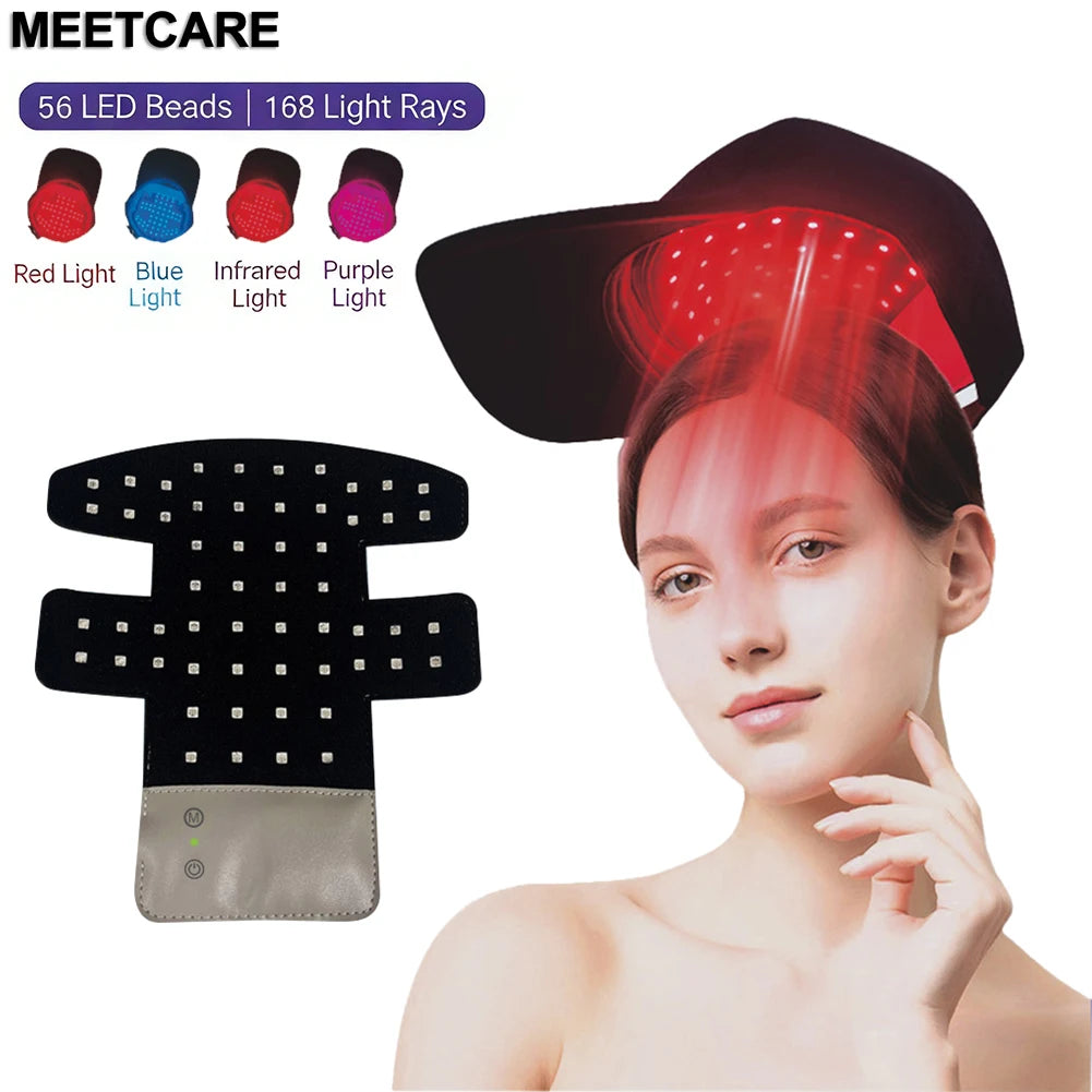 56-LED Scalp Light Cap with Four Listed Red, Blue and Near-Infrared Modes, 20-Minute Auto Shut-Off and Separate Light Pad Options for Adult Personal Care