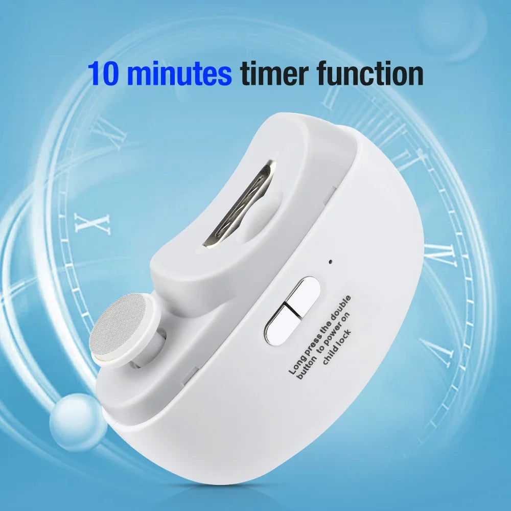 Two-Speed Electric Nail Clipper and Polisher with Auxiliary Light, Type-C Charging and Debris Compartment, White or Purple for Home Nail Care