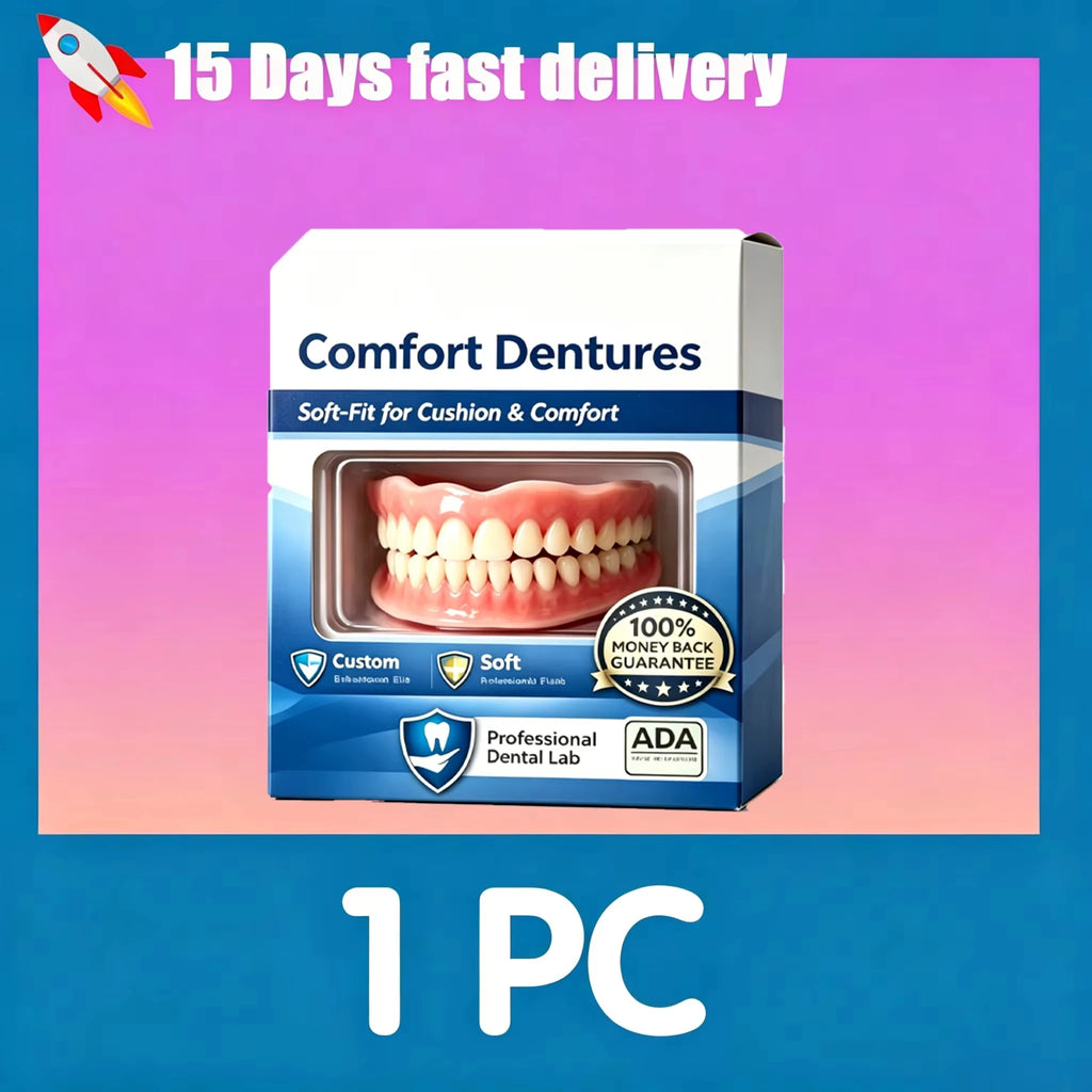 Silicone Dentures with Upper and Lower Full-Mouth References, False Teeth Listing with Single-Item and Multipack Options Requiring Dental Fit Assessment