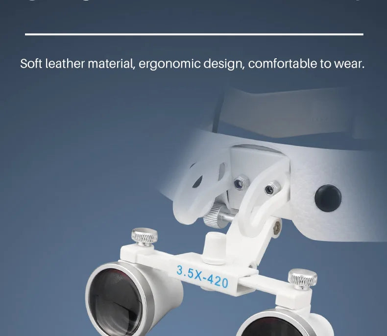 Dental Loupes with LED Headlight, 2.5X or 3.5X Binocular Magnifier with Listed 5W Light, Adjustable Brightness and Spot, US or EU Plug Options
