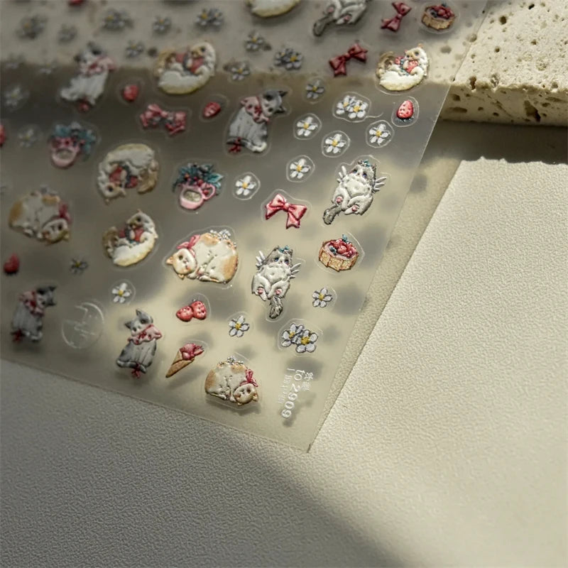 Embossed Nail Art Stickers, 5D Relief Self-Adhesive Decorative Decals for DIY Manicures with TO2907, TO2908, TO2910 and TO5172 Style Options
