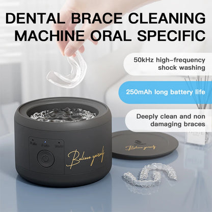 Dental Appliance Cleaner with USB Power Supply, Black Cleaning Machine for Compatible Removable Dentures, Orthodontic Appliances and Selected Jewelry