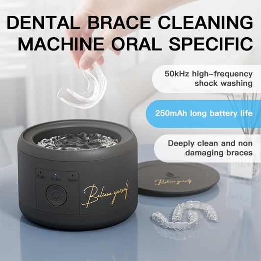 Dental Appliance Cleaner with USB Power Supply, Black Cleaning Machine for Compatible Removable Dentures, Orthodontic Appliances and Selected Jewelry