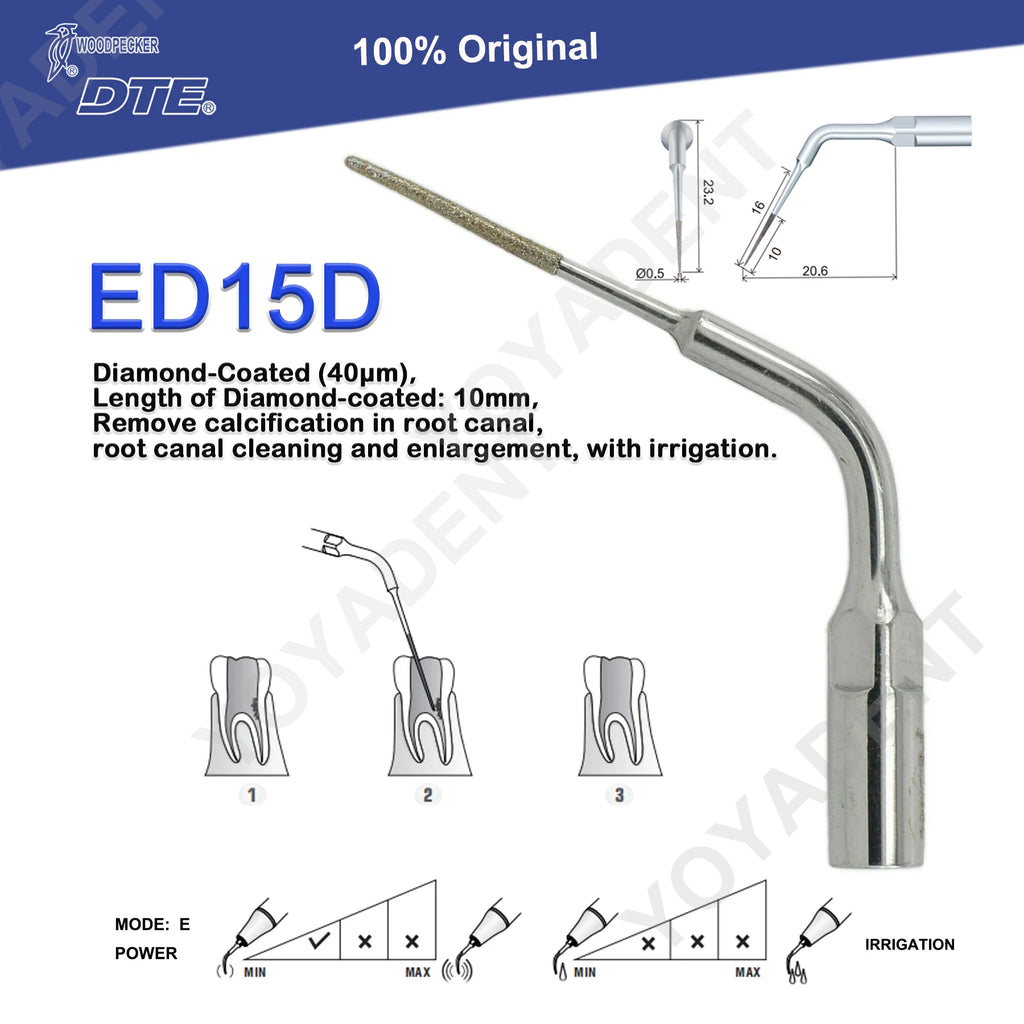 Endodontic Ultrasonic Tips and Accessory Options by Woodpecker DTE, ED-Series Model Selections with TD-1L and HD-7L Choices for Dental Equipment