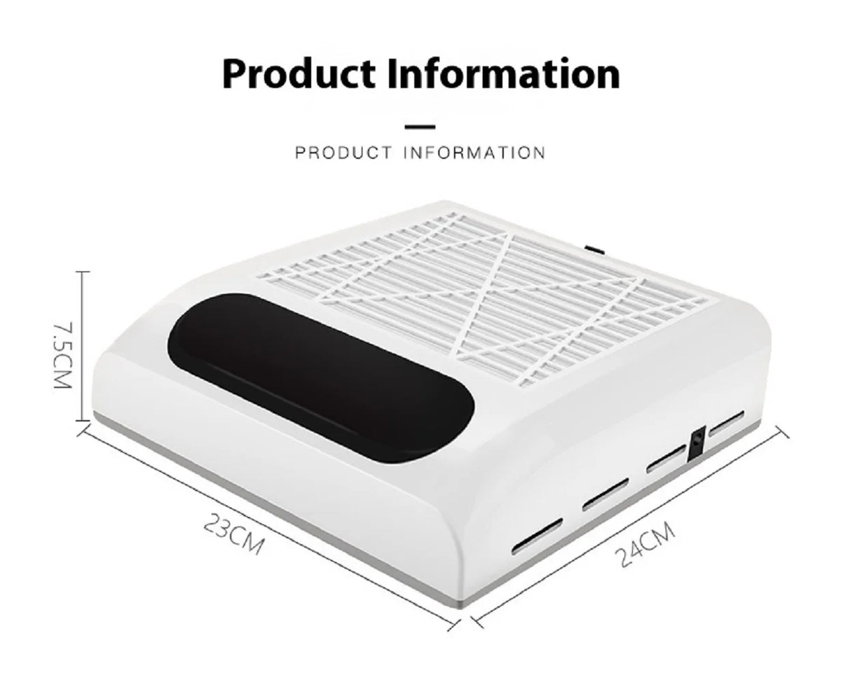 Nail Dust Collection Fan, White EU Plug Manicure Vacuum with Detachable Filter for Acrylic Nail Filing, Adult Nail Care and Workstation Setup