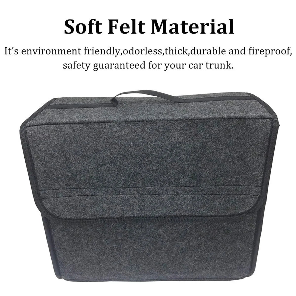 Foldable Felt Car Storage Box, Dark Gray Polyester Trunk Organizer in Two Listed Sizes with 2mm or 3mm Thickness Options for Vehicle Accessories