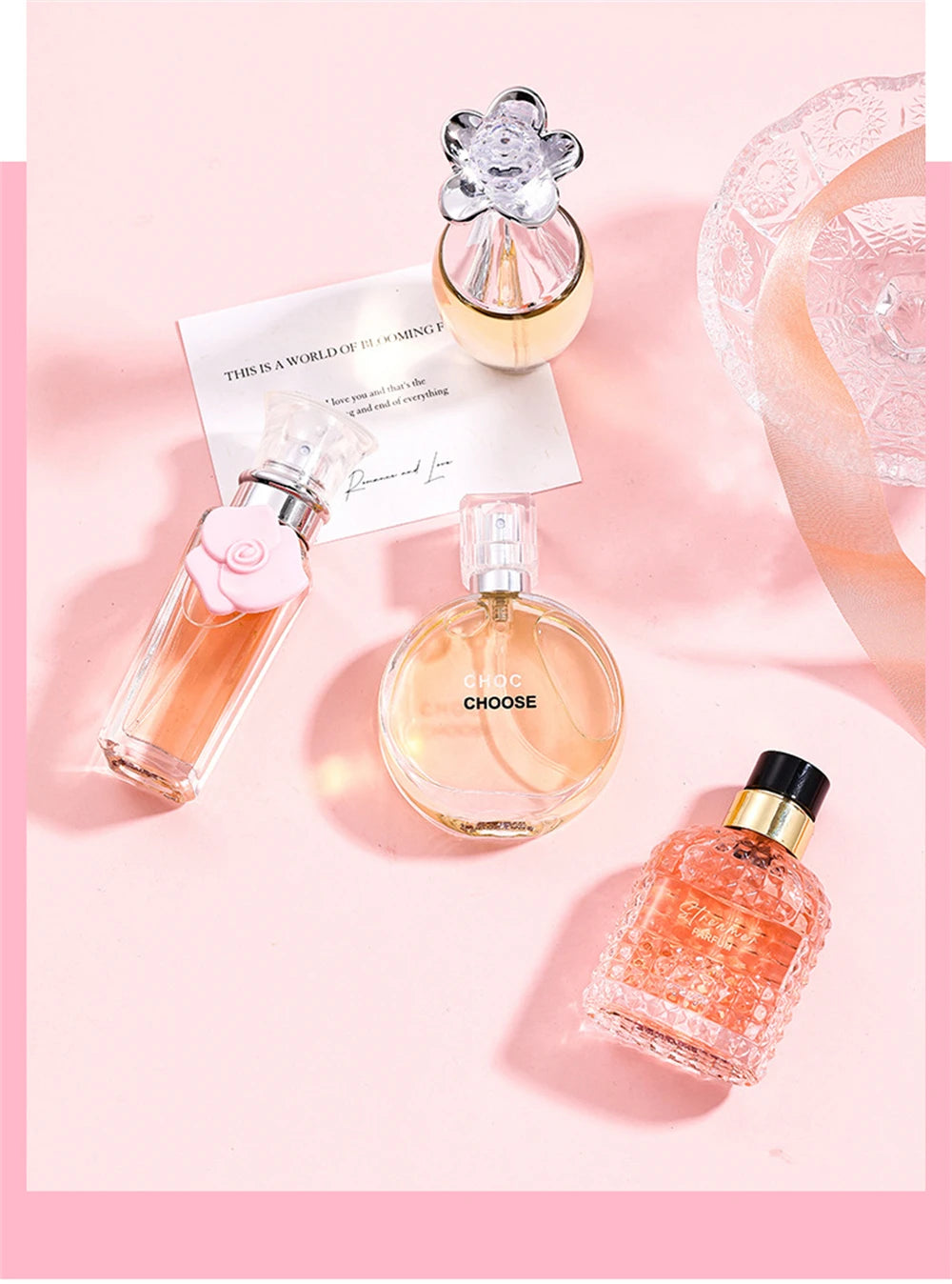 Women's Floral Perfume Gift Set, Fragrance Spray with Four-Piece Gift Box Wording and 100ml Option Label for Daily Scent Routines and Personal Gifting