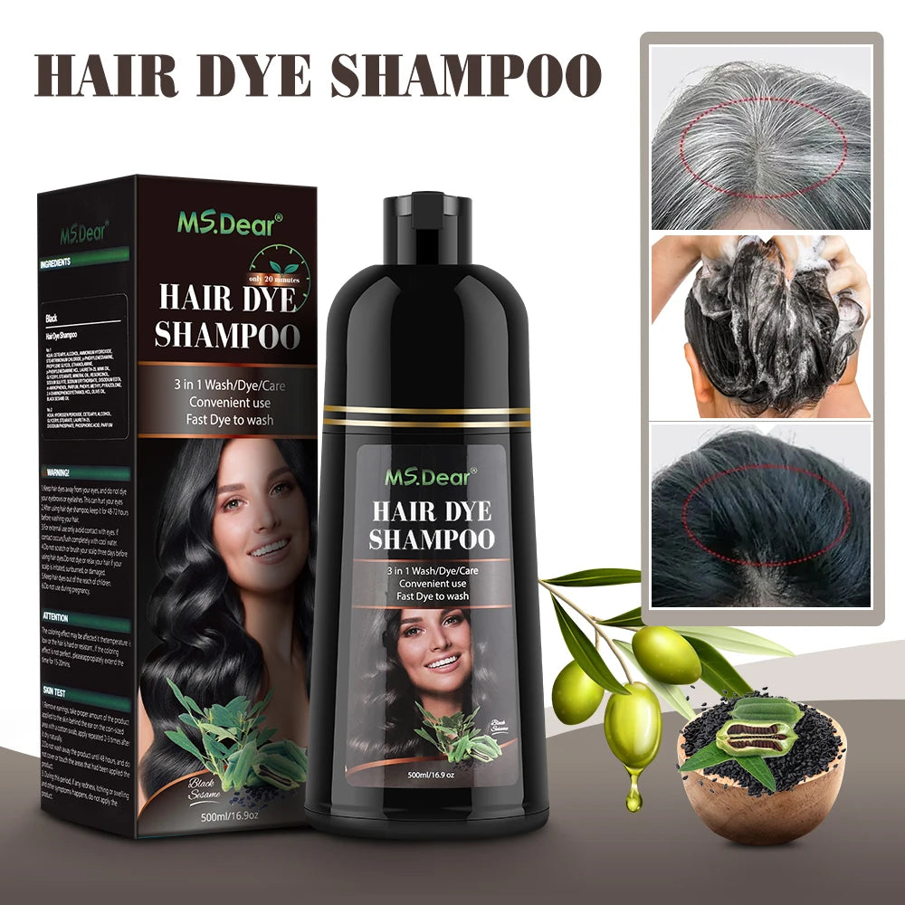 Black Hair Dye Shampoo for Adult Gray Coverage, Listed 500ml Options for Men and Women Seeking At-Home Black Hair Color with Shampoo-Style Application