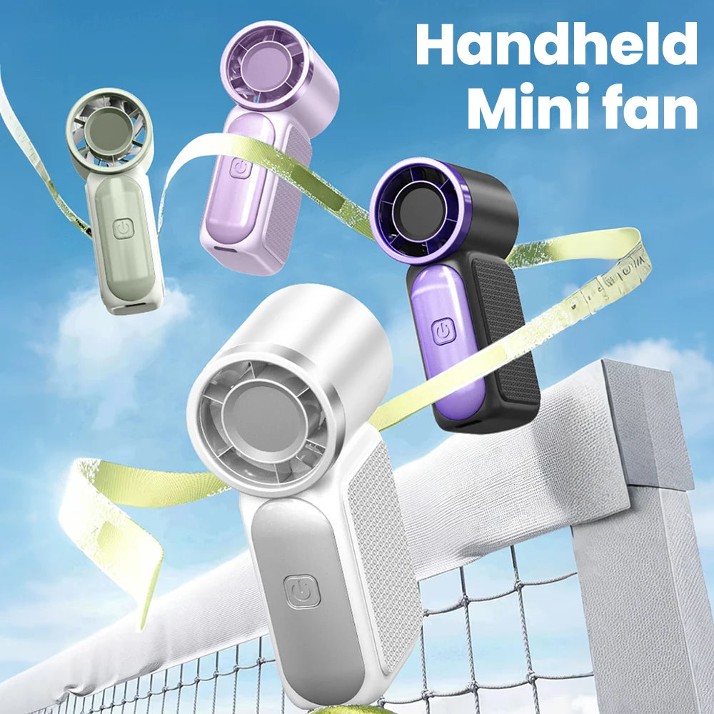 Five-Speed Handheld Fan with Type-C Charging and Button Controls, Rechargeable Mini Personal Fan in White, Purple, Gray or Green for Office and Summer Outings