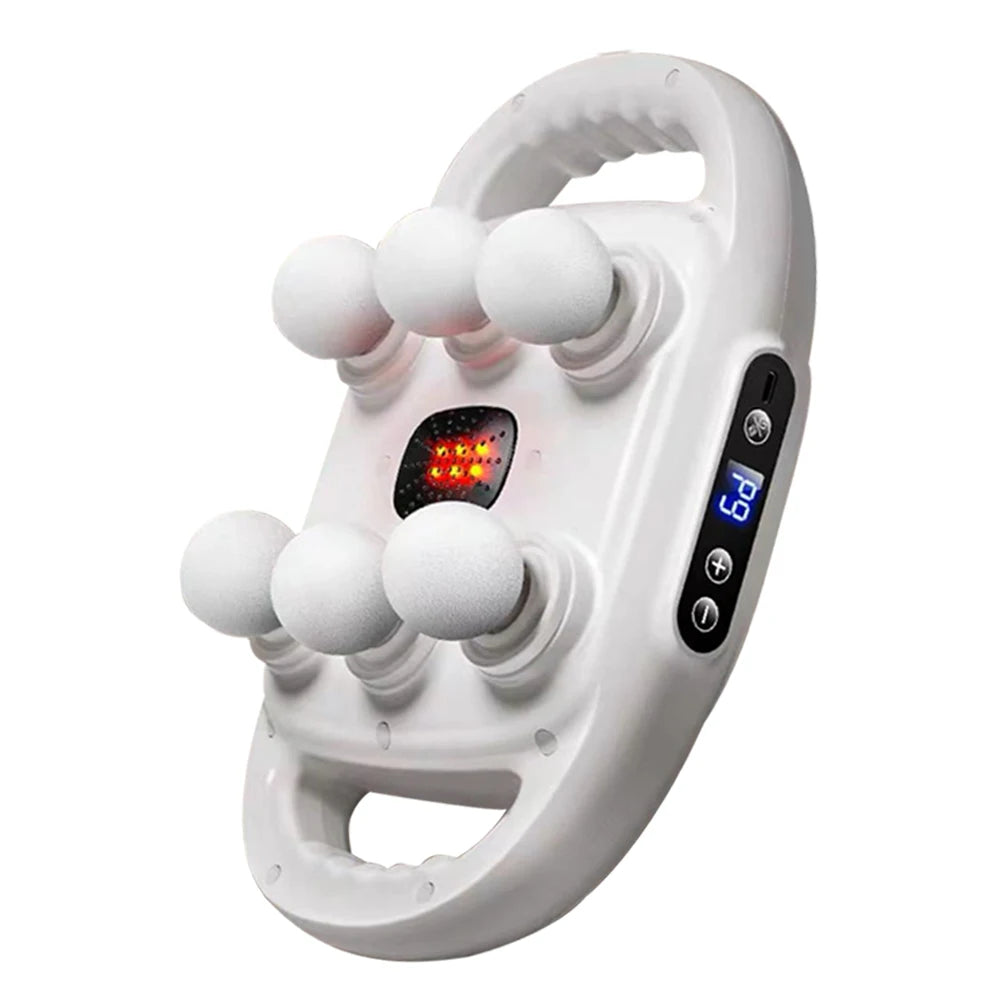 Six-Head Touchscreen Massage Gun with Integrated Contact Design, Nine Intensity Levels, Nine Massage Modes and Listed 10-Minute Auto-Off, White or Black