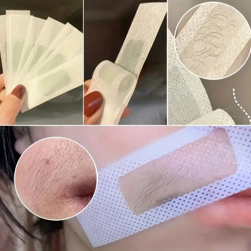 Cold Wax Strips for Hair Removal in Pink or Green, Depilatory Wax Paper with 10, 20 or 100-Piece Pack Options for At-Home Personal Care and Waxing Routines