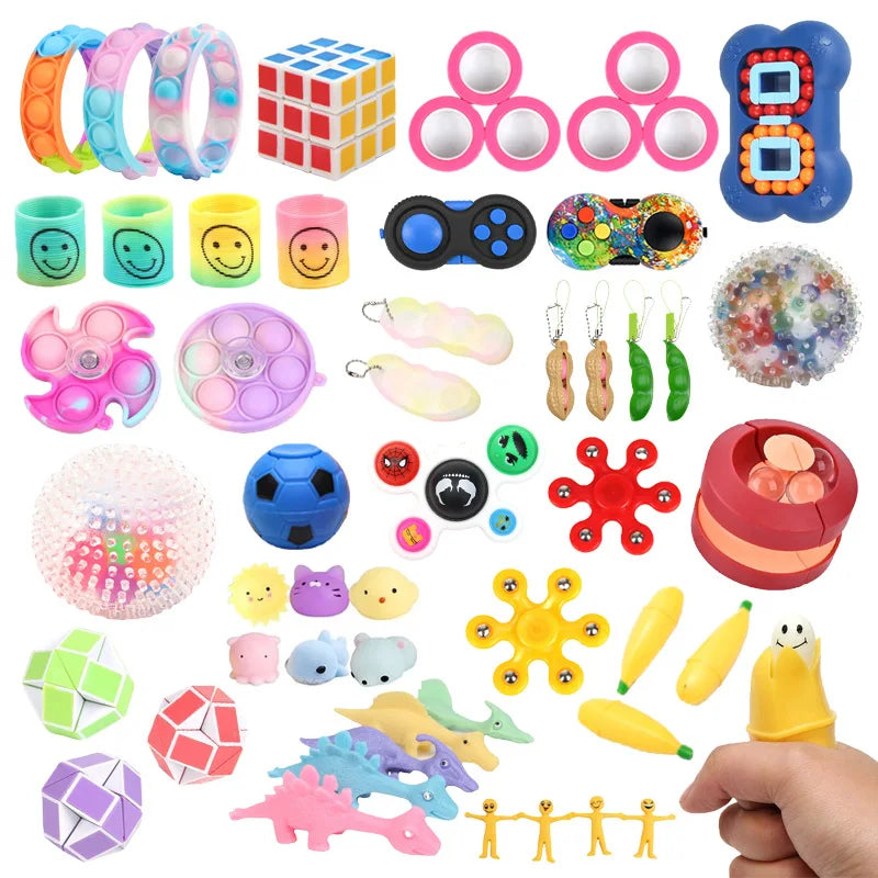 Random Fidget Toys Mystery Pack with Six Assortment Sizes, 3, 5, 10, 20, 30 or 50 Pieces of Surprise Play Items with Random Styles and Possible Duplicates