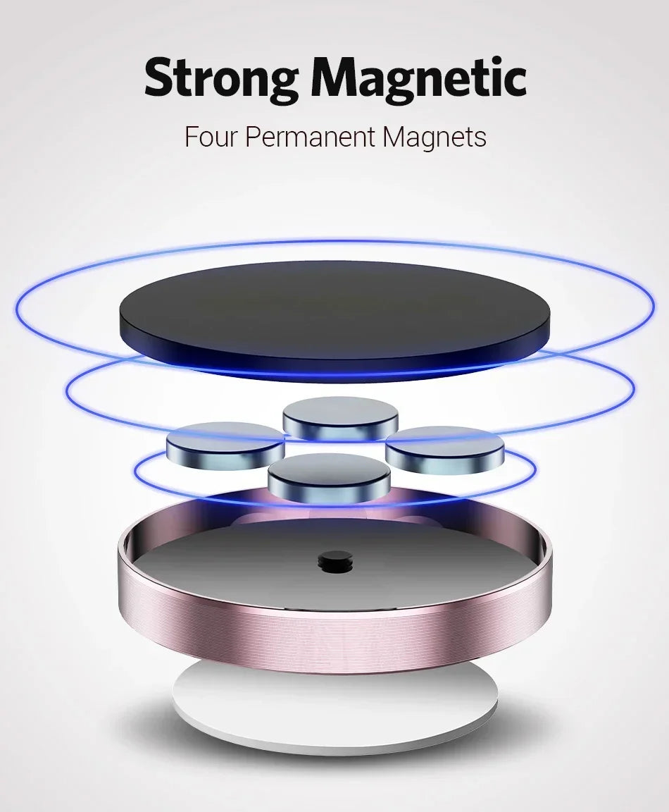 Magnetic Car Phone Holder with Fixed or 360-Degree Rotating Model Options, Dashboard and Wall Mounting References in Black, Silver, Gold and Rose Gold