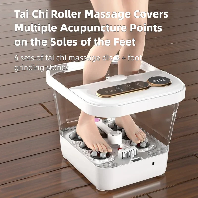 Heated Foldable Foot Spa H9802A with Listed Touch Controls, Temperature Settings and Detachable Roller Massage Plate for Home Foot Care, EU Plug Option
