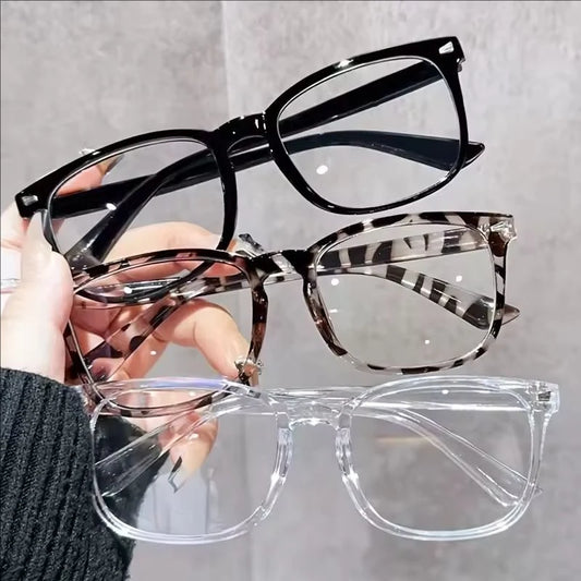 Minimalist Square Clear Lens Glasses with Acrylic Lenses and Lightweight Plastic Frames, Unisex Casual Eyewear in Black or BlackTransparentDemi Options