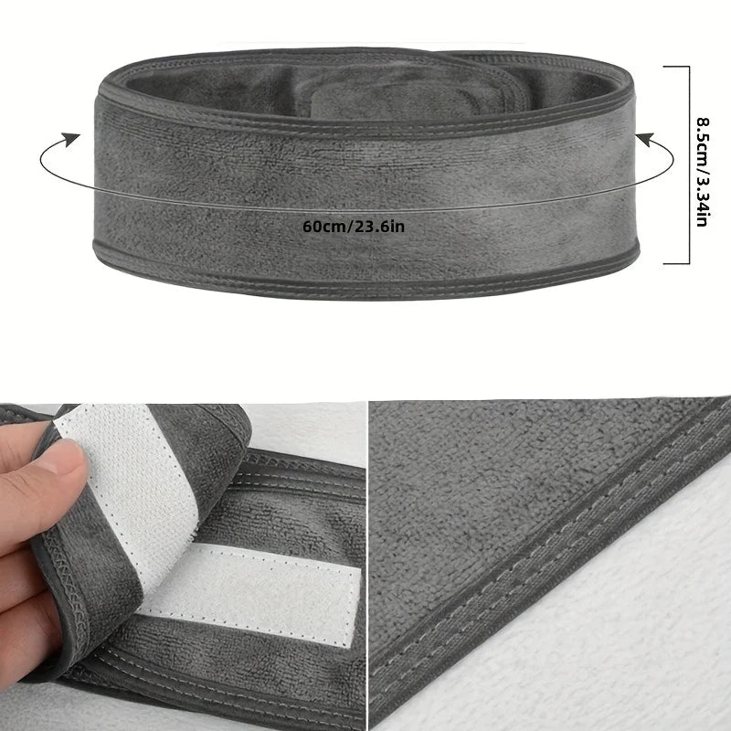 Adjustable Spa Headband for Women, Wide Hair Band for Makeup, Face Washing and At-Home Beauty Routines in Black, White, Gray, Purple or Pink Single-Piece Options