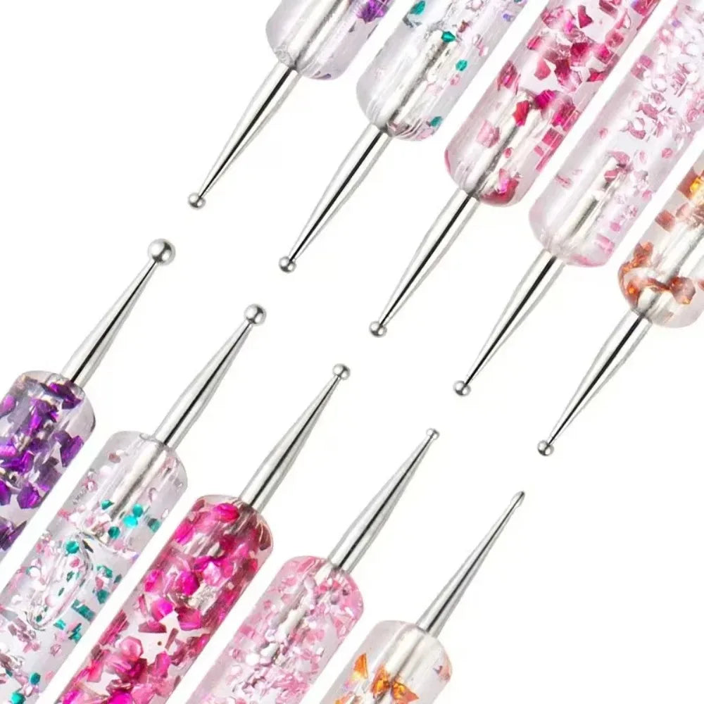 Nail Art Liner and Dotting Pen Set with 5 Dual-Ended Tools for Fine Lines, Dot Patterns and UV Gel Painting, DIY Home Manicure and Salon Decoration