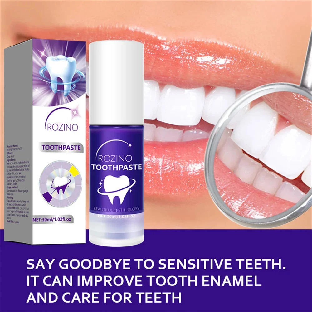 V34 Purple Toothpaste Serum with Color-Correcting Concept, 1-Piece, 2-Piece or Seven-Piece Box Options for Label-Guided Adult Oral Care Routines