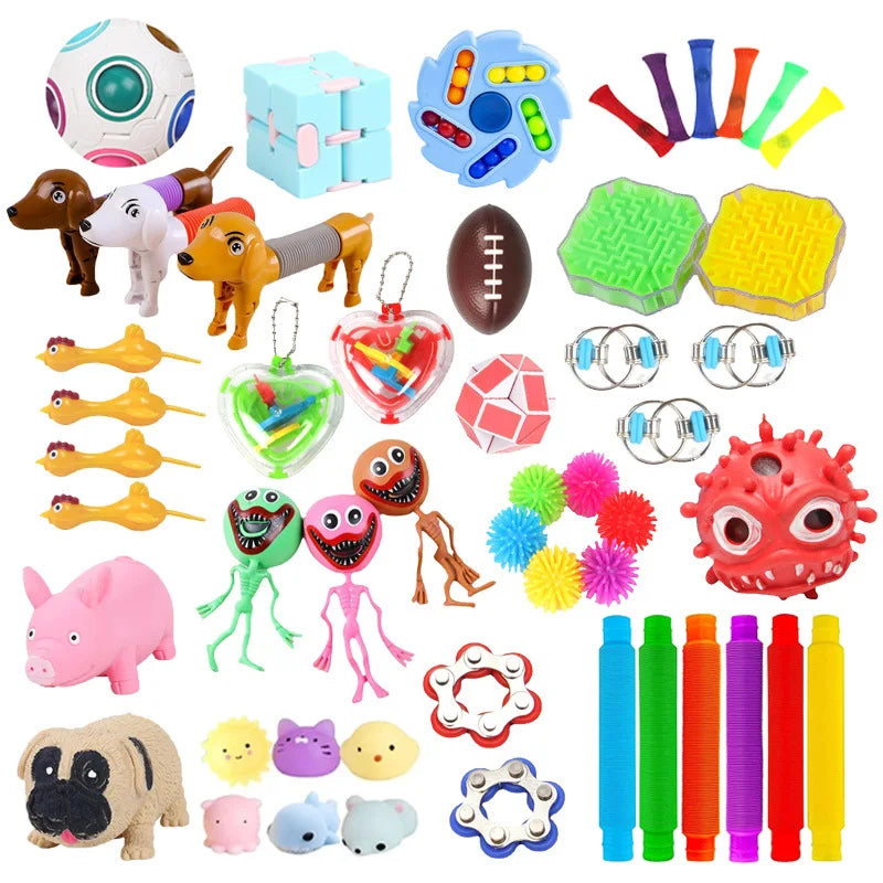 Random Fidget Toys Mystery Pack with Six Assortment Sizes, 3, 5, 10, 20, 30 or 50 Pieces of Surprise Play Items with Random Styles and Possible Duplicates